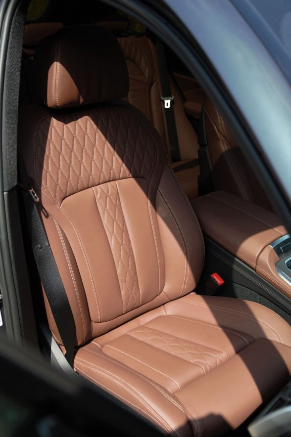 Brown leather car seat