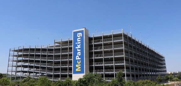Car park with advertising