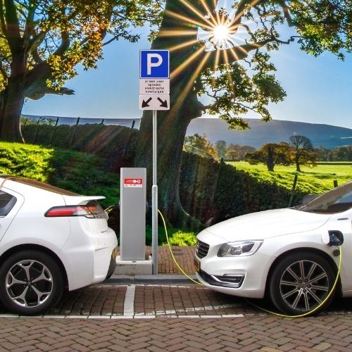 Electric cars at the charging station