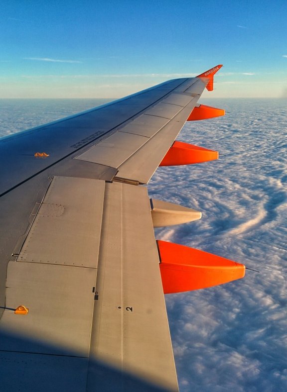 Blick aus dem Flugzeug auf die Wolken