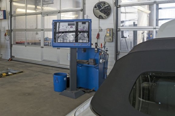 Brake tester in a car garage