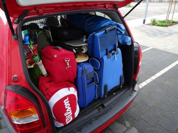 Boot full of luggage and bags