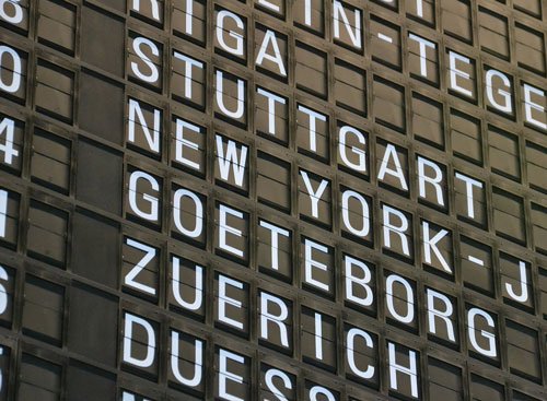 Letiště Stuttgart na zobrazovacím panelu