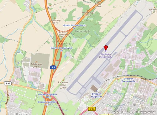 Letiště Drážďany - poloha a mapa