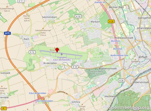 Map section - Directions to Erfurt-Weimar Airport