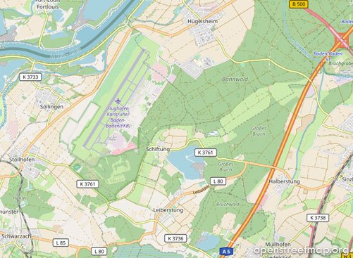 Mapa lotniska Karlsruhe/Baden-Baden (FKB)