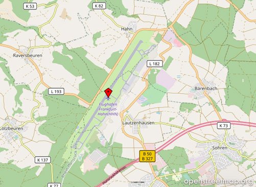 Letiště Frankfurt Hahn (HHN) - mapa přístupu
