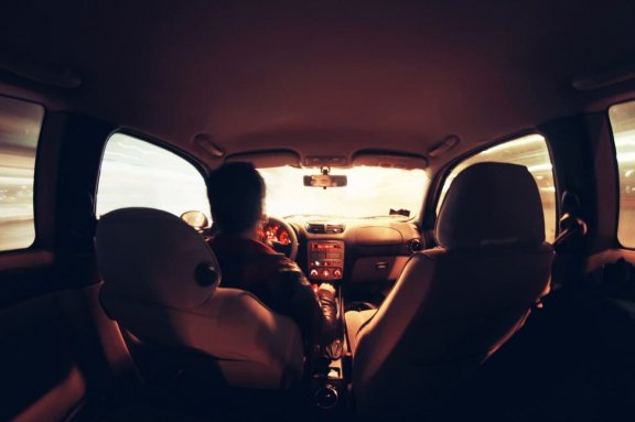 Interior shot from the back seat of a vehicle