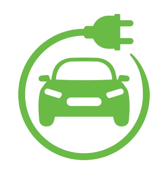 Green car with charging cable as a symbol for e-charging stations