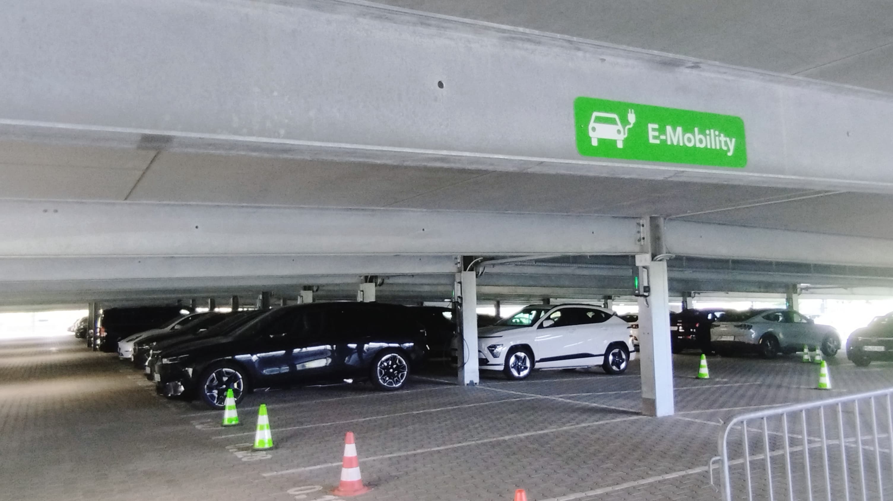 The parking area for e-vehicles at McParking on level 0