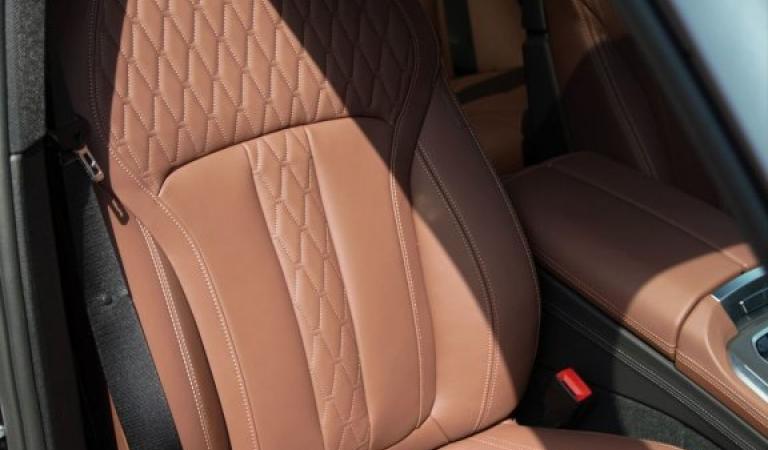 Brown leather car seat