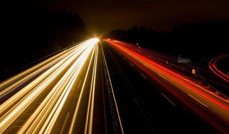 Long exposure of motorway lights at night