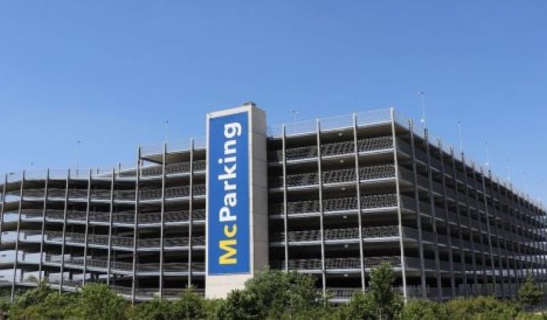 Car park with advertising