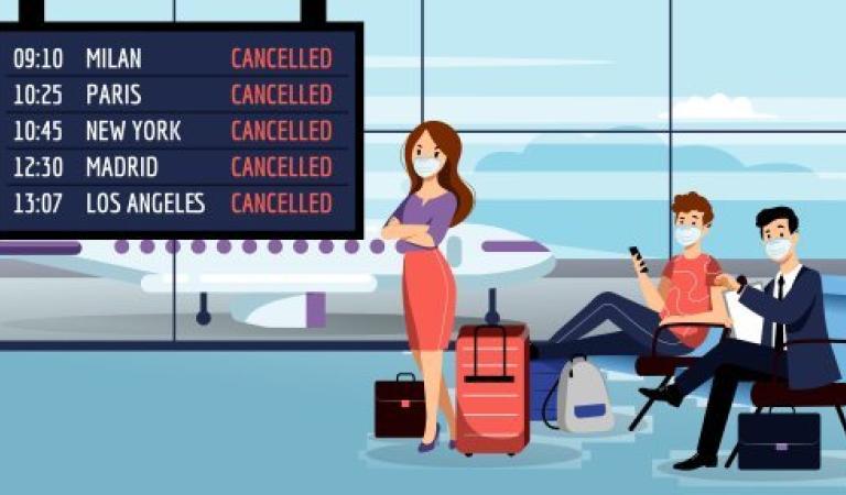 Ilustrovaná tabule se zrušenými lety