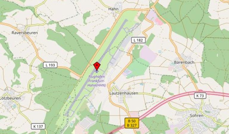 Parkování na letišti Frankfurt Hahn (HHN) - mapa přístupu